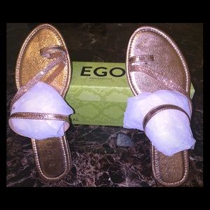 Gold Flat Rhinestones Sandal